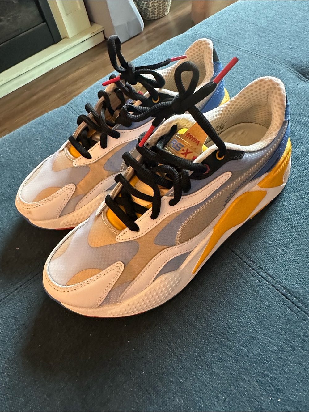 Athletic Sneakers in White, Gray & Yellow - Comfortable Everyday Shoes